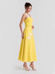 3D Floral Cami Top & Midi Skirt Set