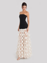 3D Polka Dot Embellished Hem Maxi Dress