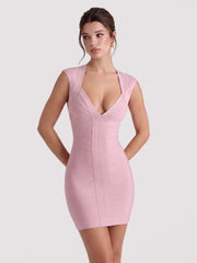 Glossy Sculpting Bandage Mini Dress