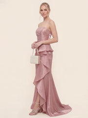 Cascading Asymmetric Ruffles Mermaid Gown