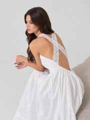 Cotton Eyelet Cross Back Maxi Sundress