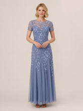 Sophisticated Hand-Beaded Floral Godet Gown