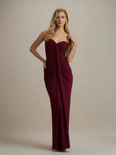Exquisite Pleated Strapless Wrap Sweetheart Maxi Dress