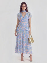 Floral Pearl Chiffon V-Neck Maxi Dress