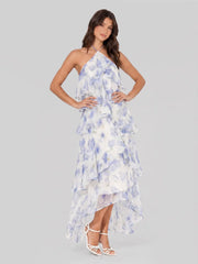 Floral Print Chiffon Maxi Dress with Tiered Ruffles