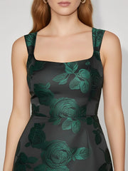 Floral Satin Jacquard Mini Dress
