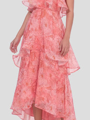Floral Tiered Ruffle Chiffon Maxi Dress