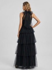 Halter Neck Tiered Tulle Gown