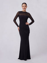 Jersey And Mesh High Neck Gown