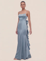 Mermaid Bow Stretch Satin Dress