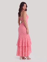 Floral Jacquard Plunge Maxi Dress