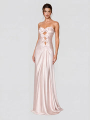 Satin Maxi Dress with Cut-Out Bows