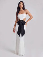 Side Cut-out Sequin Maxi Dress With Bow Detail