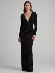 Velvet Burnout Long Sleeve Gown