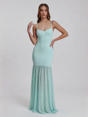 Bandage Knit Maxi Dress with Chiffon Skirt
