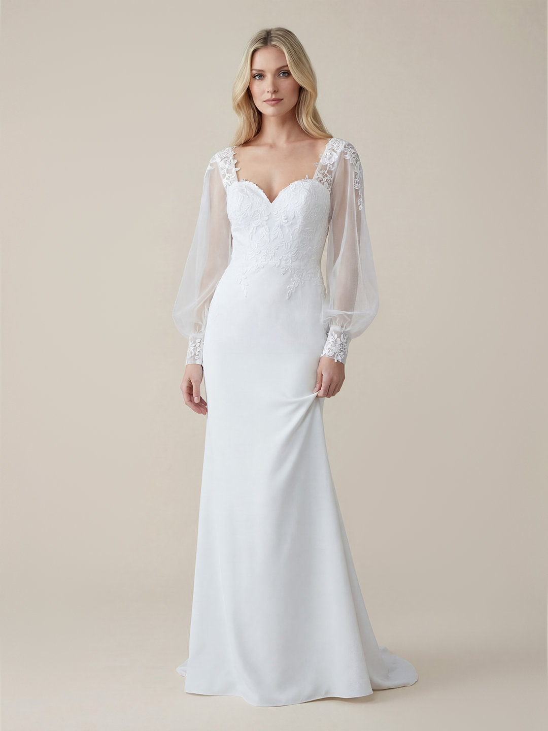White Embroidered Bishop Sleeve Maxi Dress