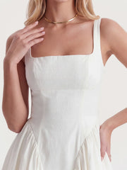 Crisp-Cotton Mini with Oversized Cascading Bow