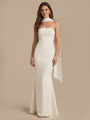 Elegant Scarf-Detail Strapless Georgette Maxi Dress