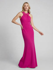 Floral Embellished Halter Mermaid Maxi Gown