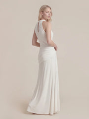 Halter Draped A Line Maxi Dress