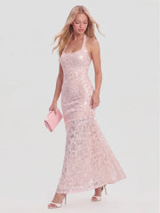 Halter Neck Backless Bodycon Maxi Dress