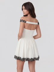 Lace Trim Off-Shoulder Mini Dress
