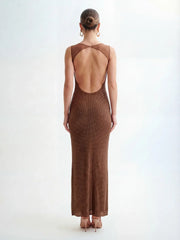 Mesh-Back Maxi Dress with Hot-Fix Detail