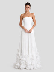 Pleated Mermaid Strapless Corset Maxi Dress