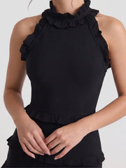 Tiered Ruffle Halterneck Maxi Dress