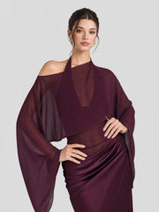 Two Piece Halterneck Sheer Mesh Maxi Dress