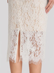 V-Neck Short Sleeves Bowknot Lace Midi Dress